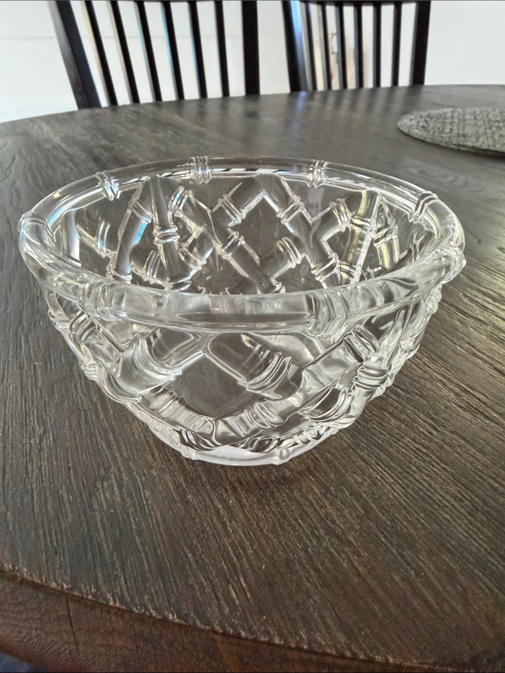 Tiffany & Co. Clear Lattice Crystal Bowl